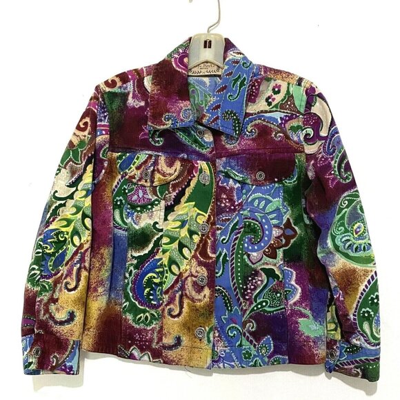 Life Style Petite Short Jacket PM Psychedelic Hippie Boho Indie Artsy Bold Color - Picture 1 of 3